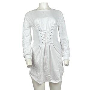 Corset Sweatshirt Dress White